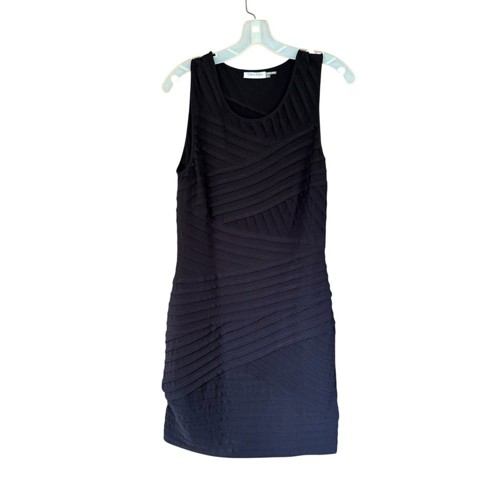 Calvin Klein Womens Black Bandage Bodycon Sleeveless Sheath Dress Size 10 LBD